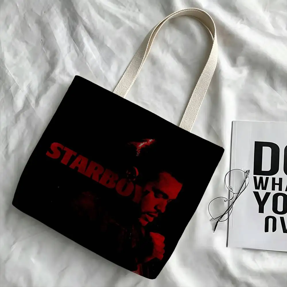 Singer T-The W-Weeknd Storage Bags Double-Sided Print Large Tote Bag Durable Beach Picnic Foldable Gift Eco 6