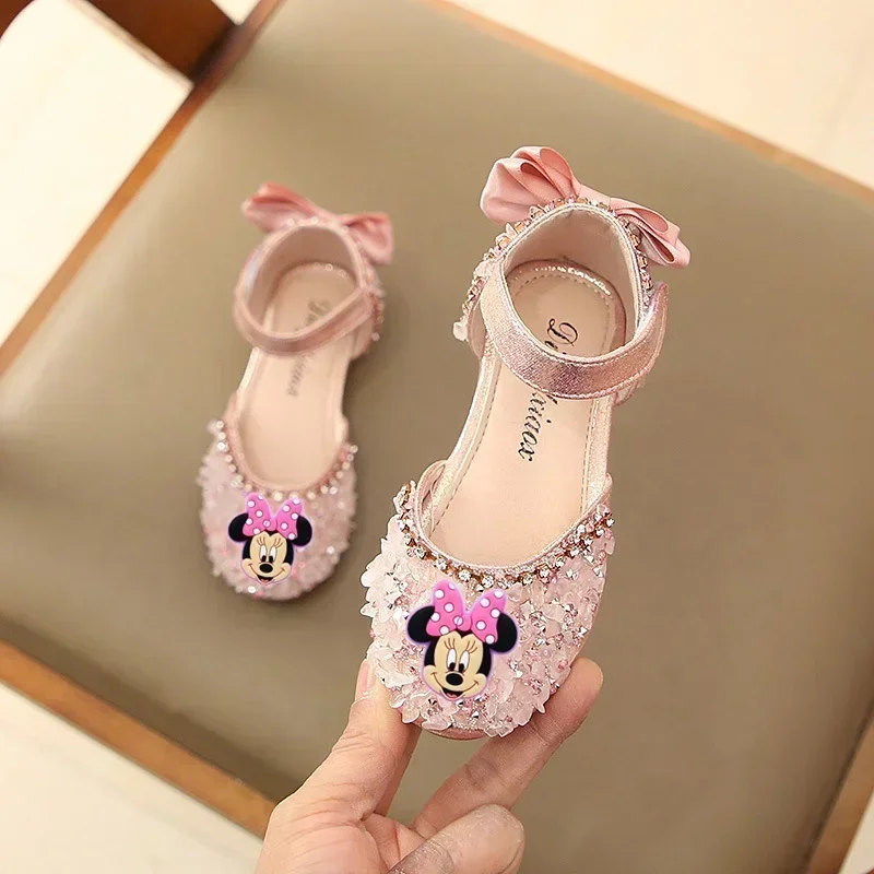 

Disney Mickey Mouse Girls Show Shoes Summer New Girls Baby Princess Shoes Children Baotou Soft Sole Crystal Shoes Sandals