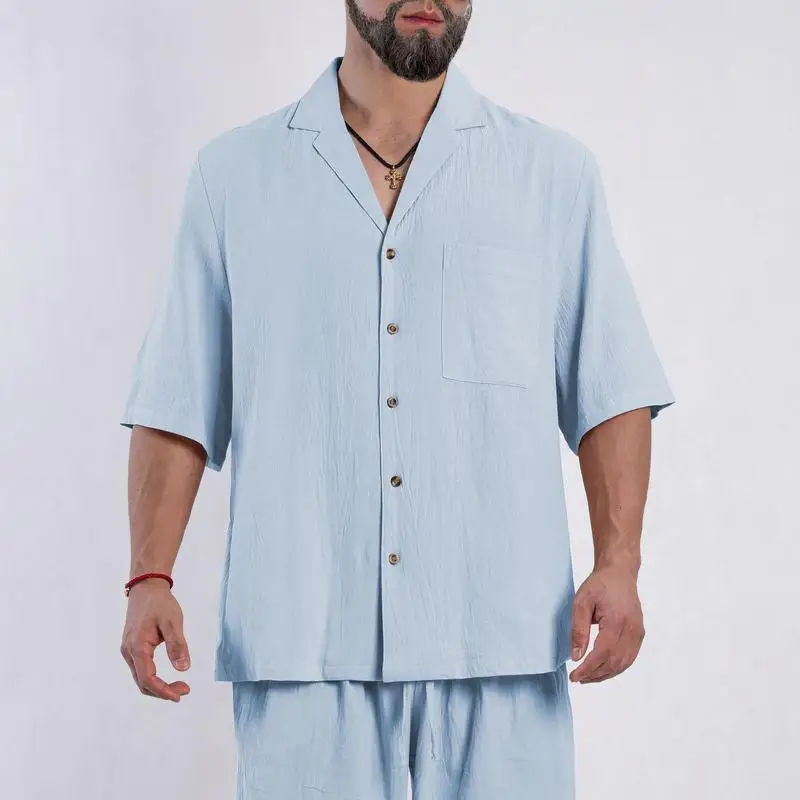 

Linen Short Sleeve Shirt Casual Summer U 48379 Cross-Border Men's Hanfu Clothing Brand New Style for Spring 2026
