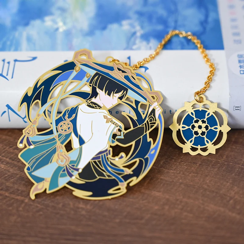 Game Genshin Impact Balladeer Kunikuzushi Wanderer Metal Chain Bookmark Book Stationery Student Cosplay Collection Gift