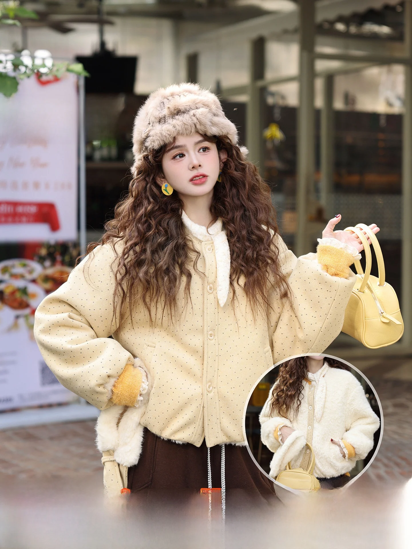 

Ultrathi Winter Outerwear Women's Double-sided Wear Warmth Retro Hong Kong Sle Design Sense Lav Sea ort Coat