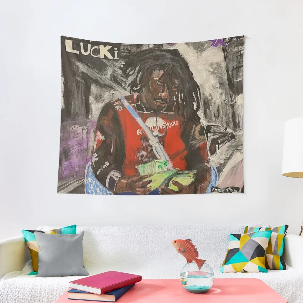 lucki,days b4 3,album,poster,cover,painting,fan art,rap,rapper,dope,print,shirt,hiphop,deadboy,life,music,lyrics,graffi Tapestry