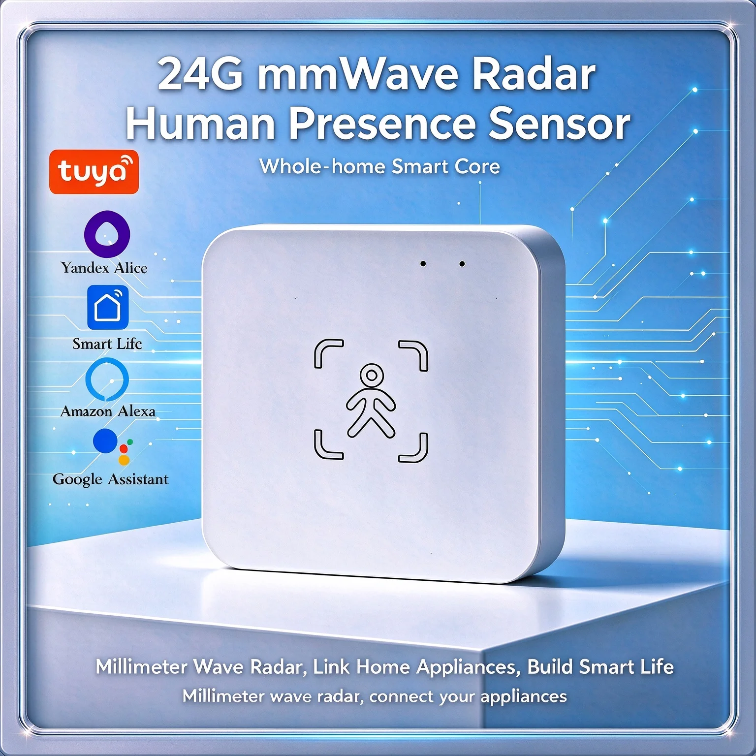 24G mmWave Radar Human Presence Sensor WiFi Zigbee Luminance Detector Tuya Smart Life Human Motion Sensor Smart Home Automation