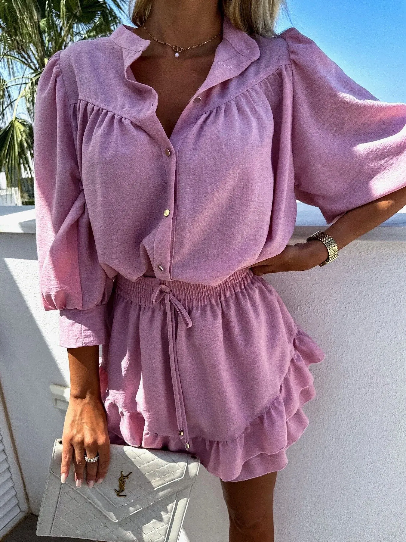 2023 New Summer Striped Sets To Dress Casual Shirts And Short Skirt Sets For Women 2 Pieces Fashion Holiday Female Outfits