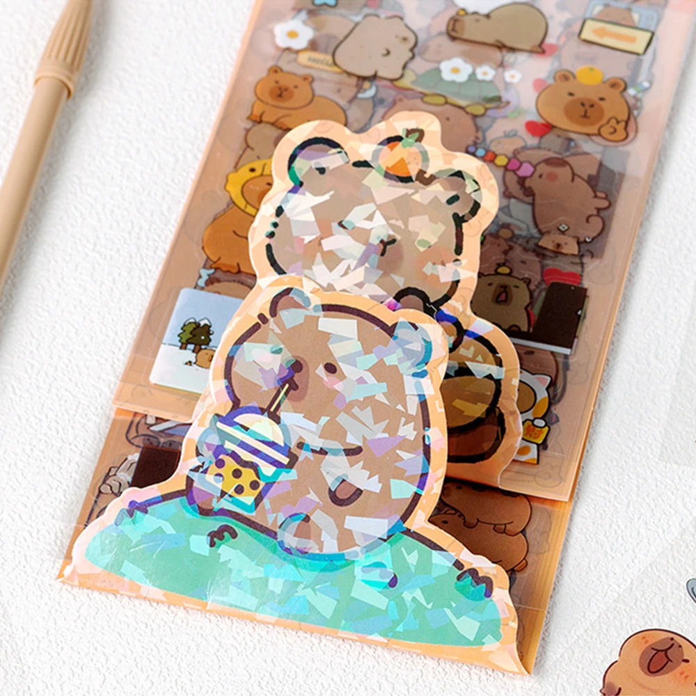 

Cute Cartoon Capybara Stickers Transparent Waterproof Sticker DIY Skateboard Phone Luggage Car Kawaii Animal Sticker for Kid Toy