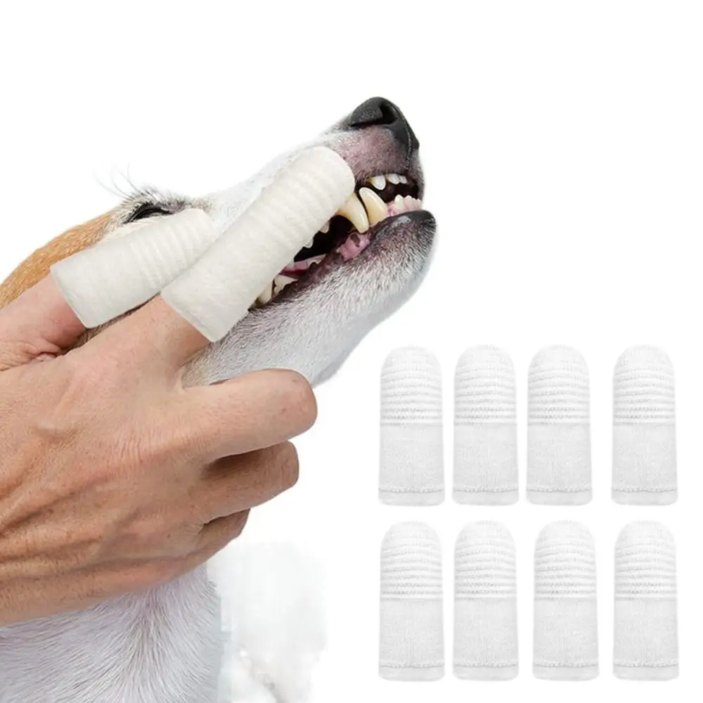 8/12pcs Pet Two-finger Brushing Finger Cots Puppy Teeth Oral Cleaning Tool Kitten Finger Toothbrush Pets Care Accessories