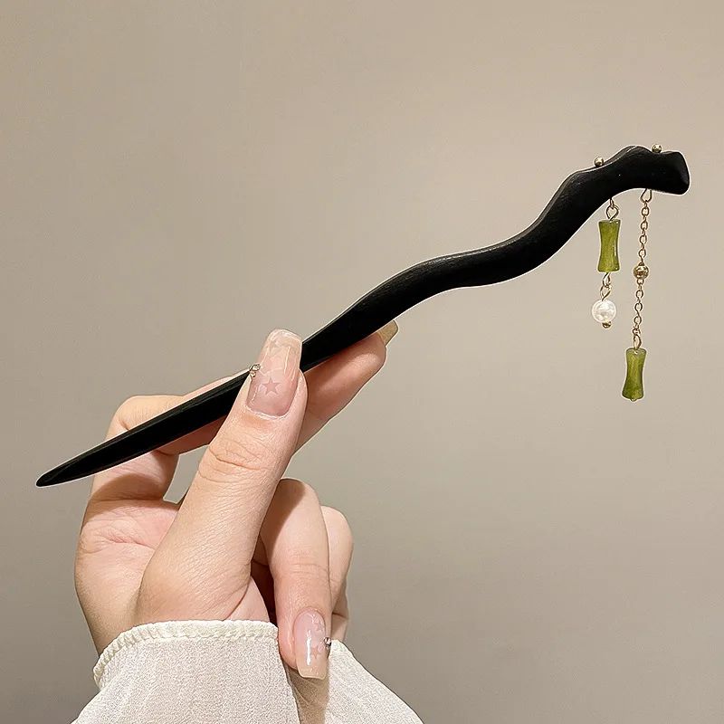 Oriental Style high-end imitation ebony hairpin with antique style, swaying tassel hair accessories
