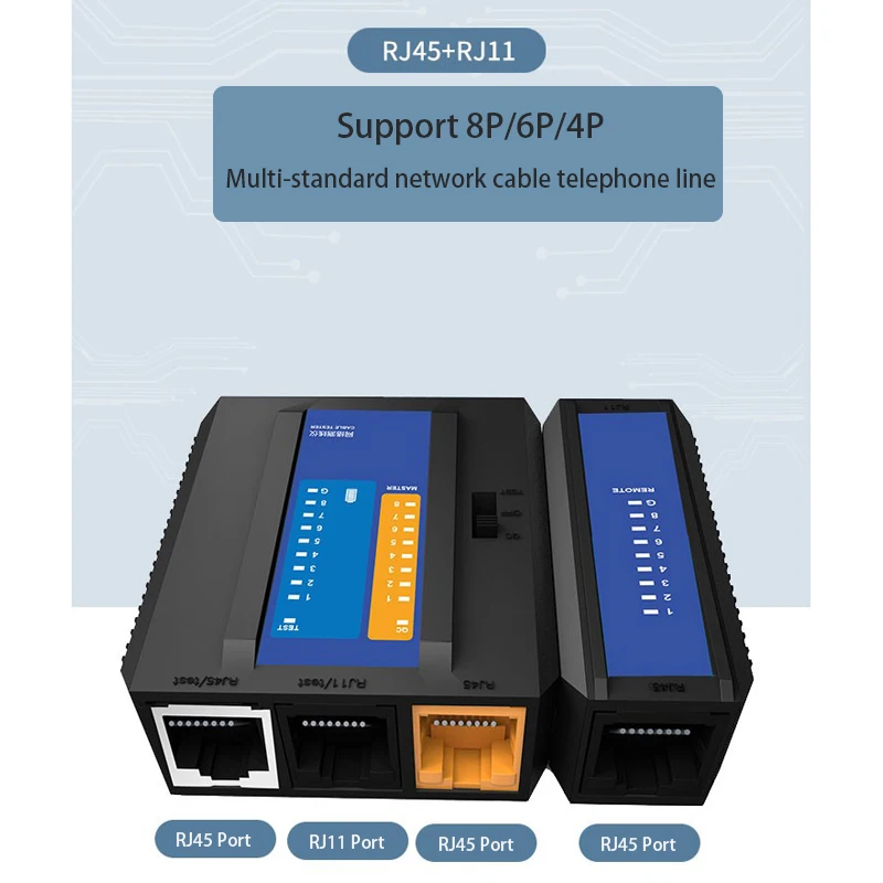 Тестер сетевого кабеля RJ45 Тестер Ethernet-кабеля Инструмент для тестирования локальной сети Cat5 Cat6 CAT7 8P 6P LAN-кабеля и телефонного кабеля RJ11