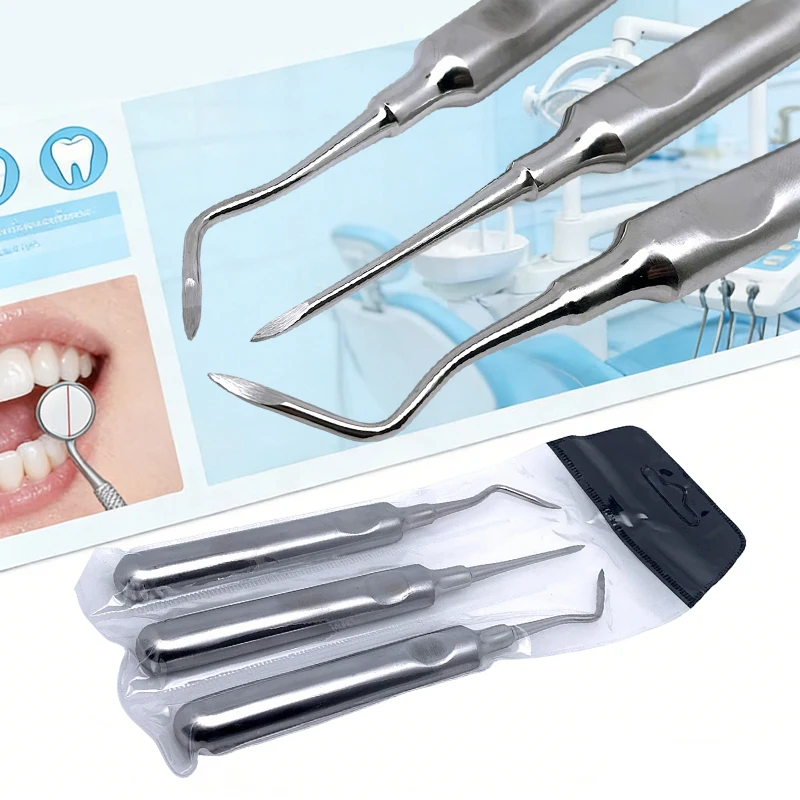 

3Pcs Dental Teeth Extraction Forceps Root Tip Elevator Set Curved Tooth Extractor Stainless Tool