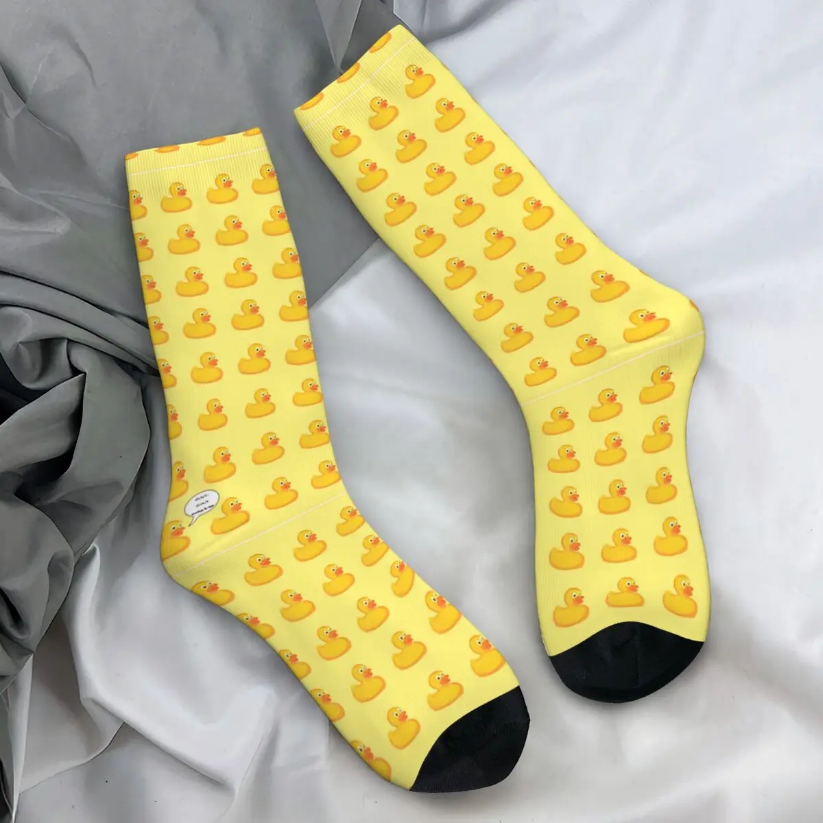 Calcetines de pato amarillo de dibujos animados, medias de goma a la moda, antideslizantes de invierno, calcetines para hombres y adultos, calcetines cómodos con gráficos para ciclismo