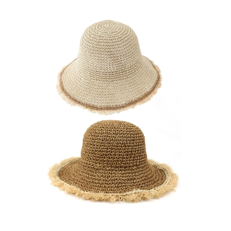 

Fashion Adult Teens Fisherman Hat Summer Casual Seaside Straw Weaving Sun Hat