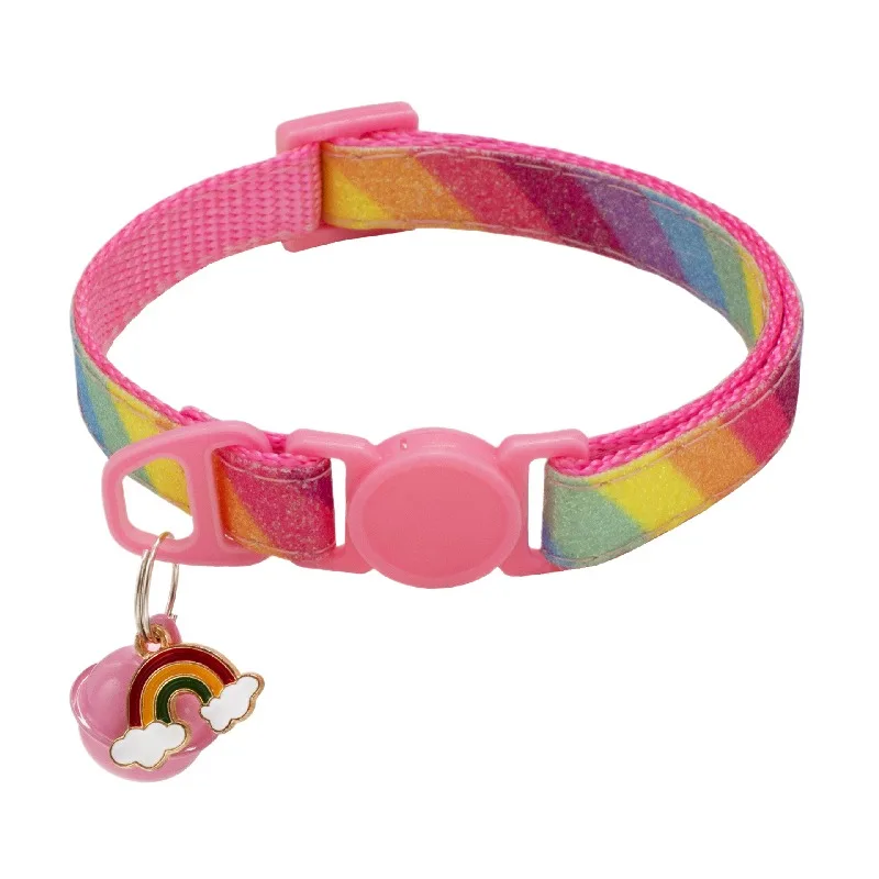 10PCS/Lot Dog Collar Rainbow Adjustable Necklace for Small and Medium Dogs Alloy Cute Buckle Chain Pet Supplies Wholesale