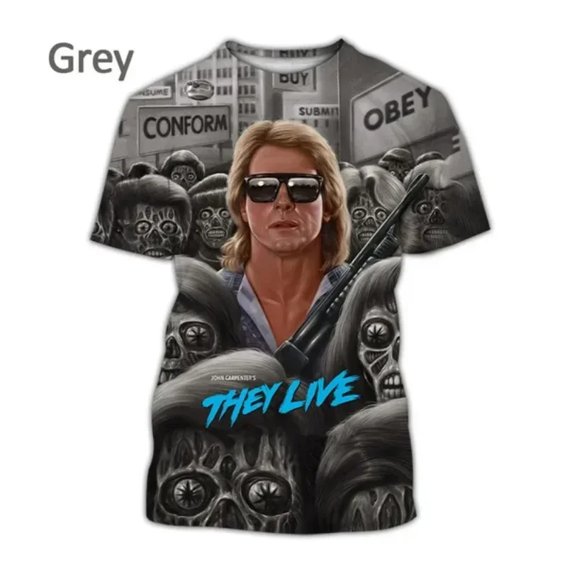 Fashion Personalized Men Clothing Horror Sci-fi Movie They Live 3D Print T-shirt Hip Hop Harajuku Unisex Oversized T Shirt Tops