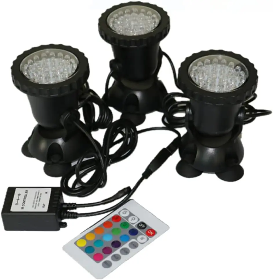 adjustable Submersible spotlight Underwater 36LED Spot Light Garden Pond Fish tank waterproof Aquarium pool lamp-COLOR CHANGING