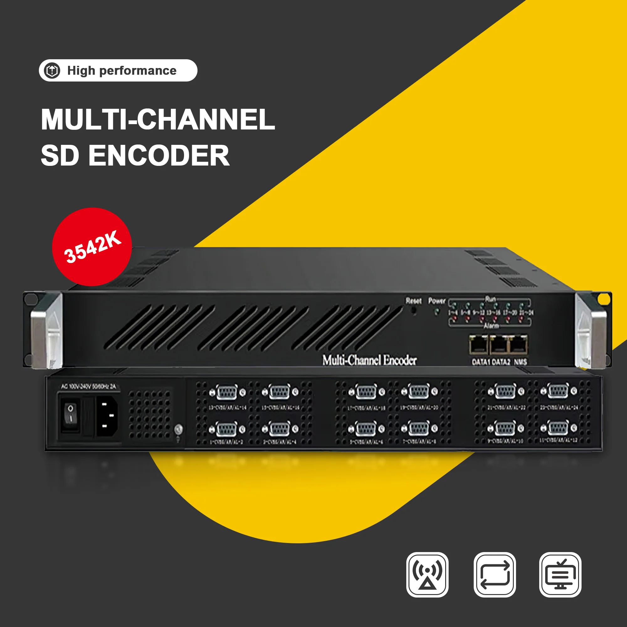 

Hotel IPTV system equipment 24-channel SD encoder AV to IP, ASI cable TV, IPTV front-end system equipment