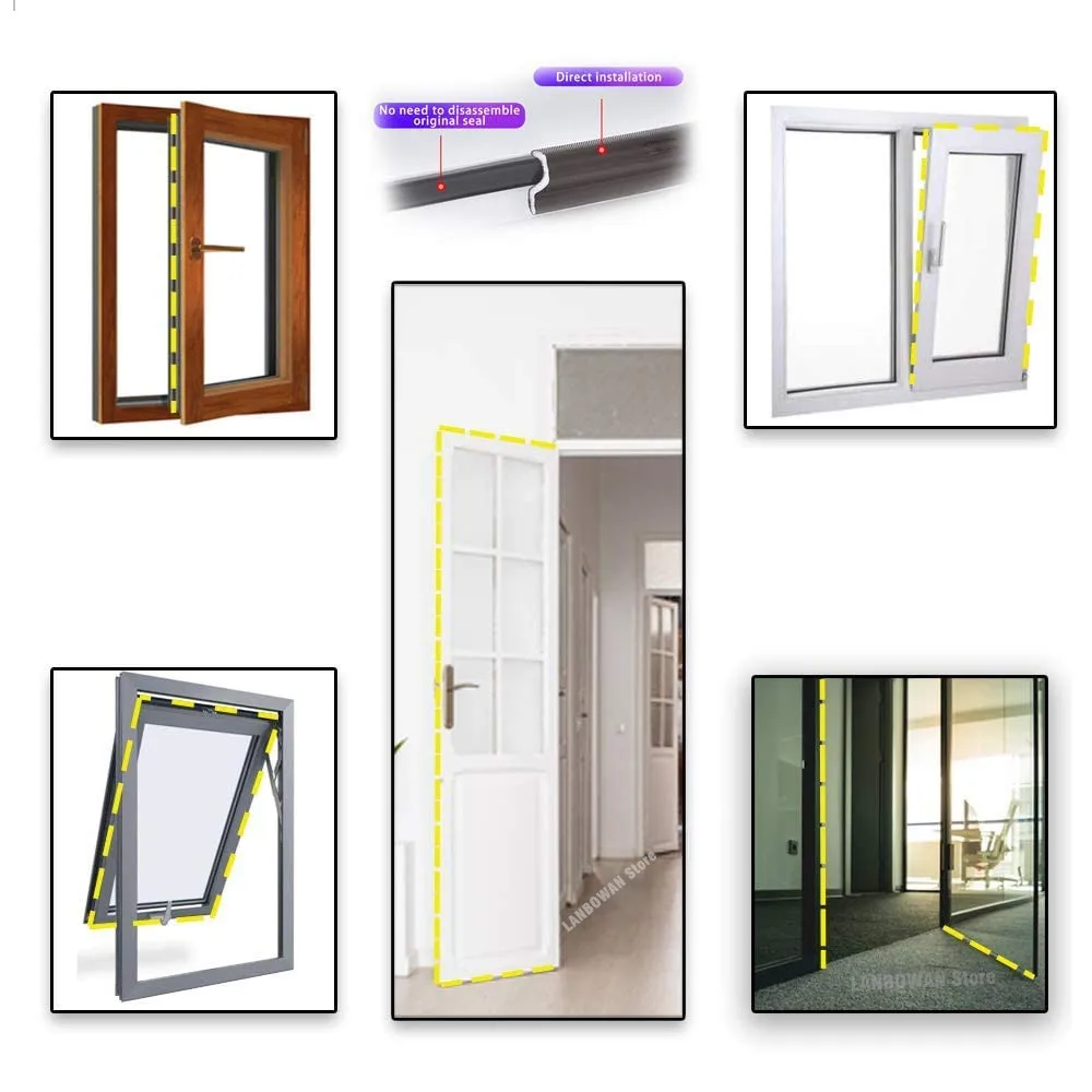 Casement Window Sealing Strip Sliding Door Windows Weather Stripping Acoustic Foam Windproof Soundproof Seal Door Gap Filler