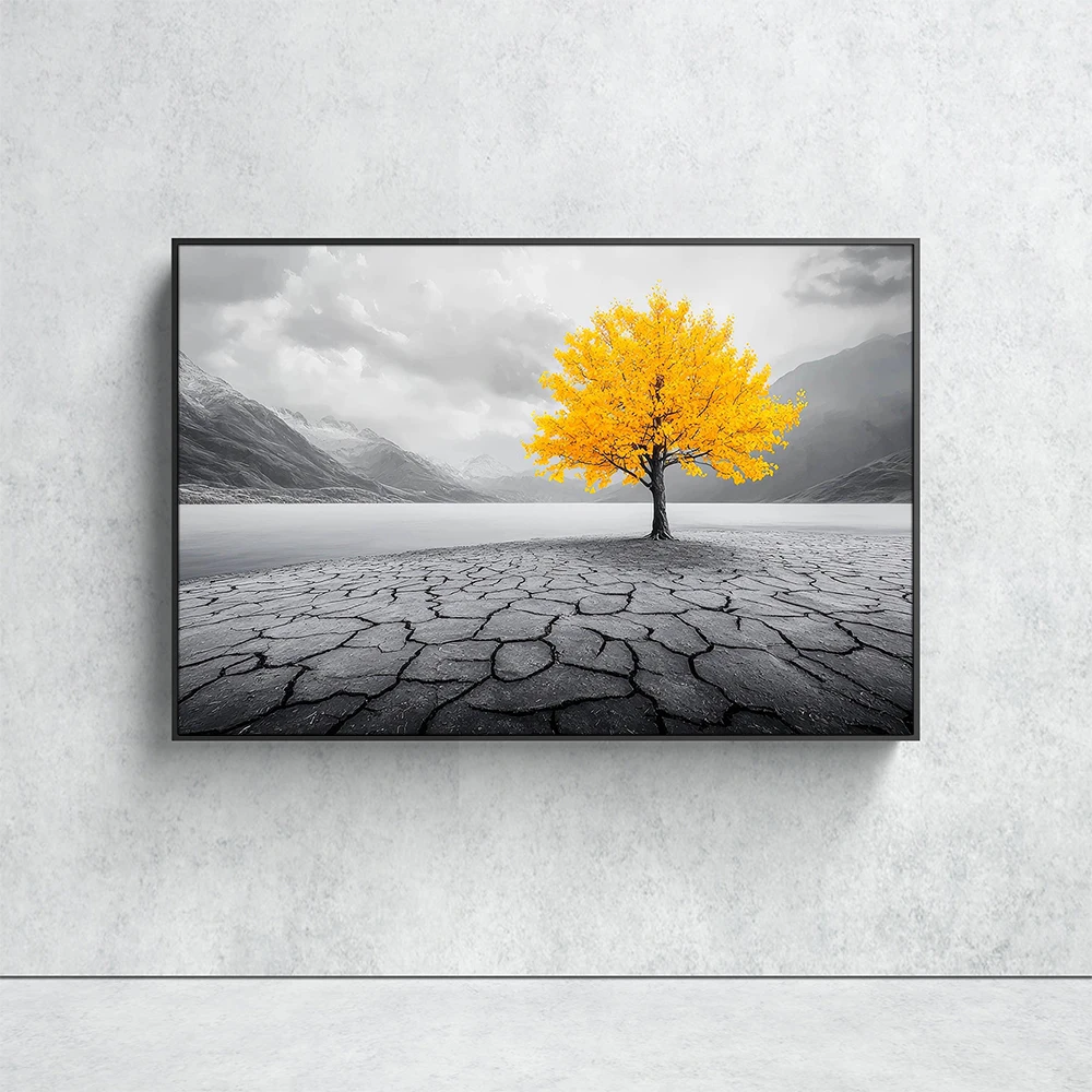A Yellow Tree Wall Art Canvas Painting Landscape Poster Print Abstract Picture Home Decor Decoration Pictures Room Wall