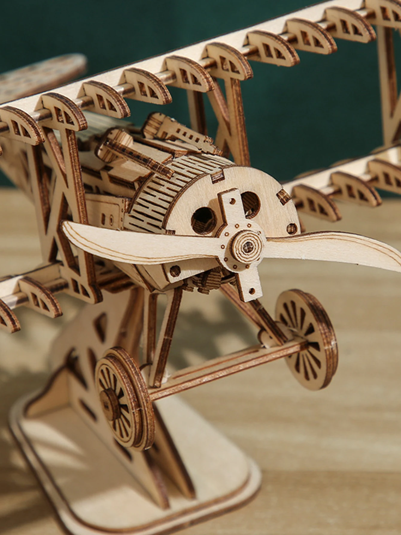 3D Wooden Puzzle Wood DIY Craft Bi-Plane Model kits Handmade Gifts