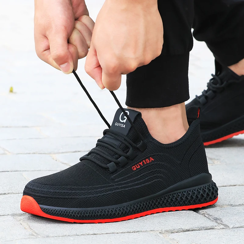 Men's work shoes with anti-crush and anti-puncture safety rubber soles for all seasons