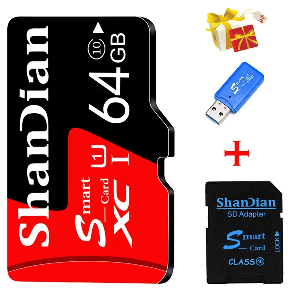 Original SHANDIAN red SD Card C10 32GB 64GB 128GB 256GB 512GB Up to 150MB/s Microsd Memory Card 1TB A1 Flash TF Card for Phone