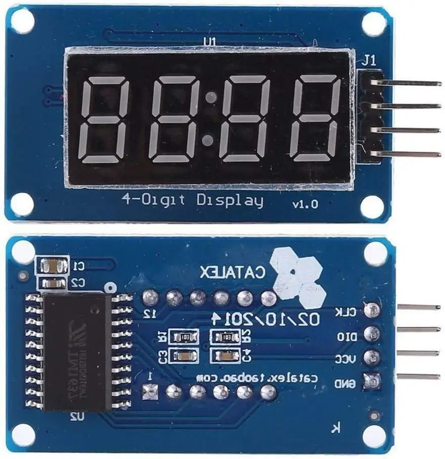 2 Buah Modul Tampilan LED TM1637 0.36 Inci untuk Arduino 7 Segmen 4 Bit Jam Tabung Digital Anoda Merah Paket Papan Driver Serial Empat