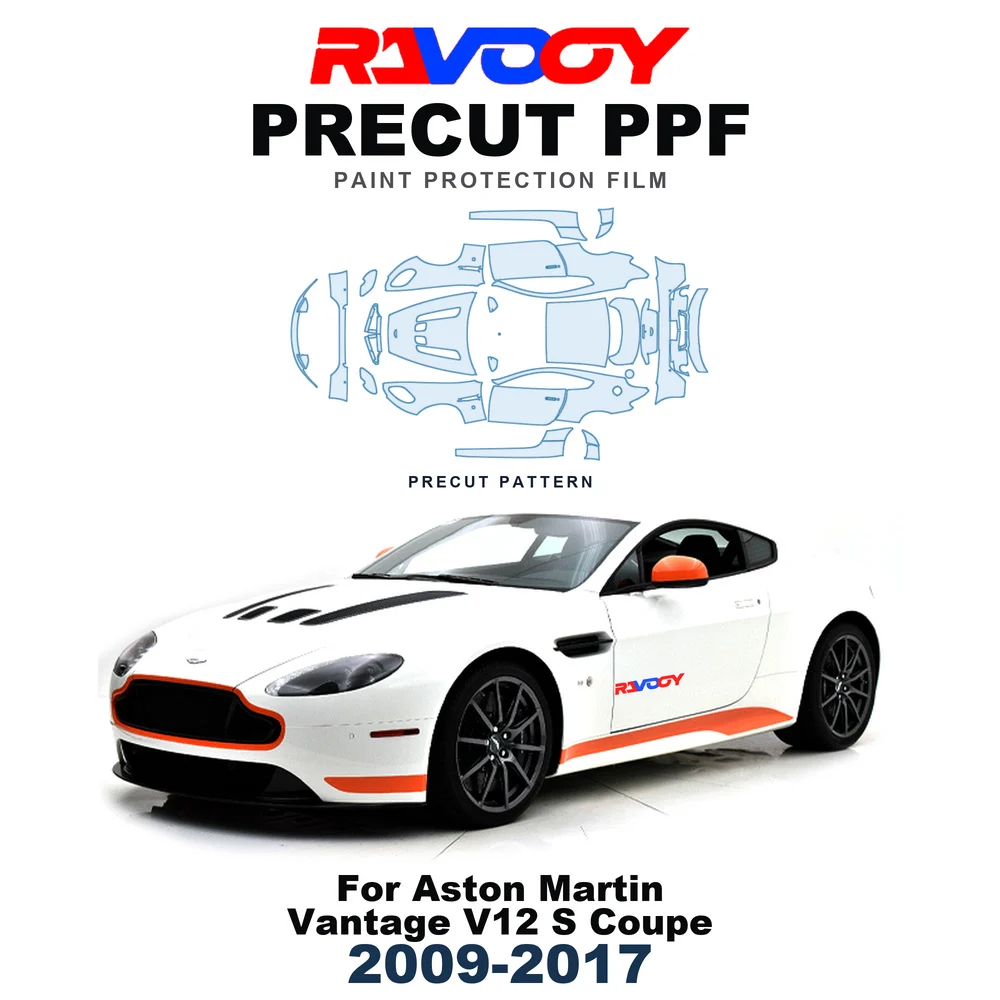 Precut PPF For Aston Martin Vantage V12 S Coupe 2009-2017 8.5mil TPU Paint Protection Film Hood Bonnet Bumper Headlight Fenders