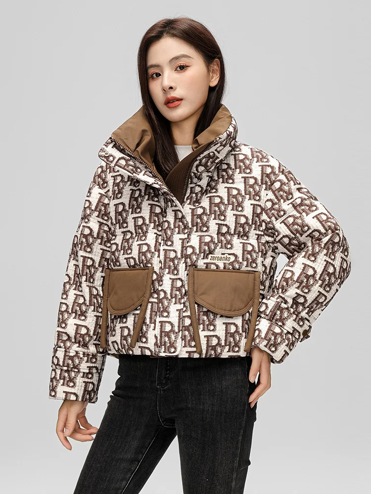 Parkas Women Stand Collar Puffer Down Hooded Coat Oversized Thick Warm Fashion Winter Jacket Women Female Outwear