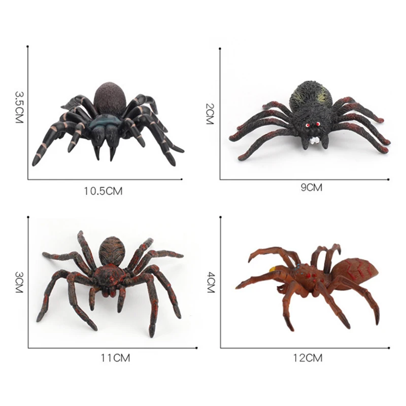 Modelo de aranha falso realista para crianças, animal de plástico, tarântula, aranha preta, adereços de Halloween, brinquedos gigantes, presente