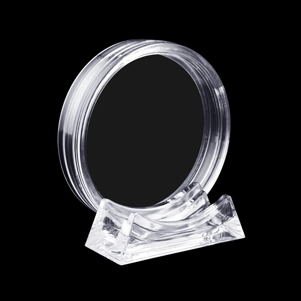 30Pcs 40mm Clear Coin Capsules with Stands Collectables Badge Challenge Coin Display Holder Storage Box