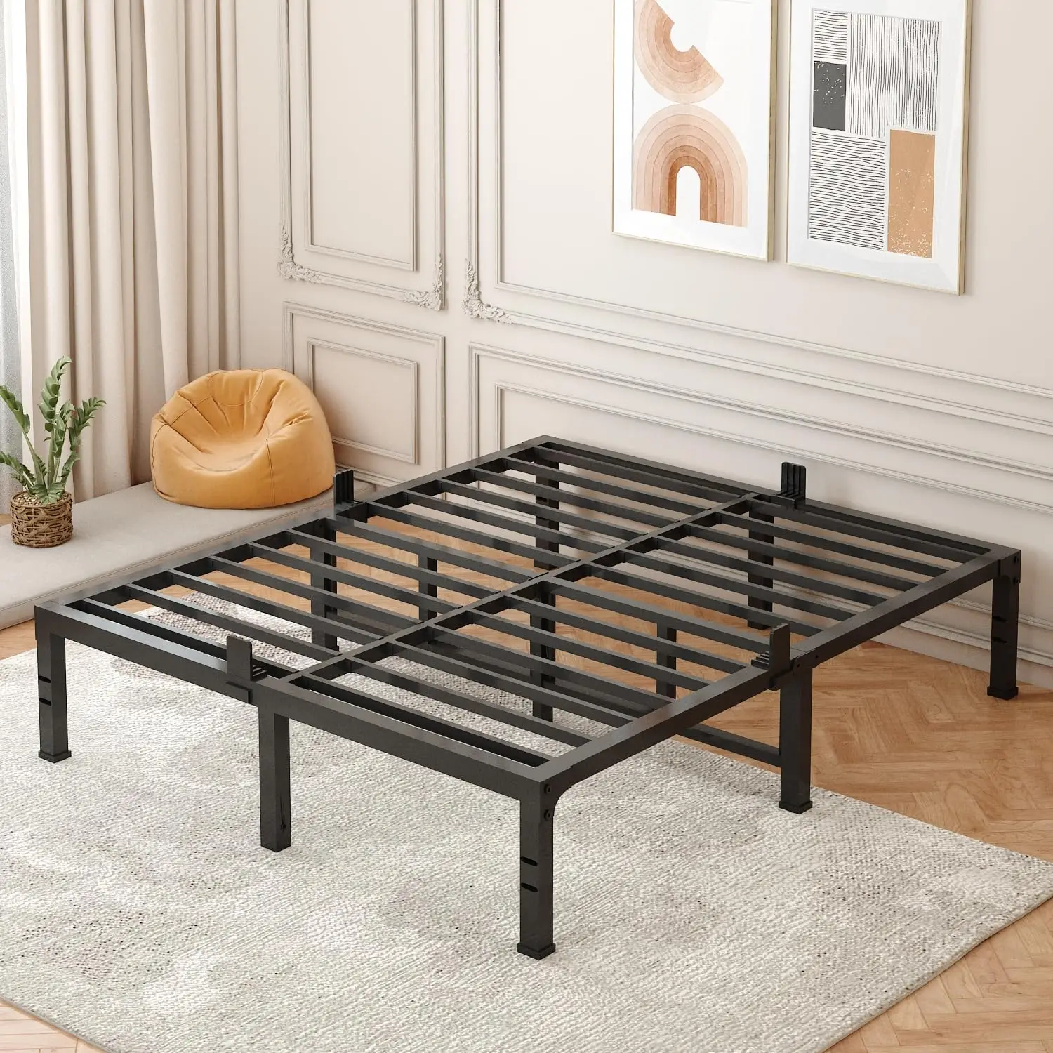 

Queen Bed Frame, 14 Inch Heavy Duty Metal Platform Bed Frame Queen Size Support Up to 3500 lbs, No Box Spring Needed,He