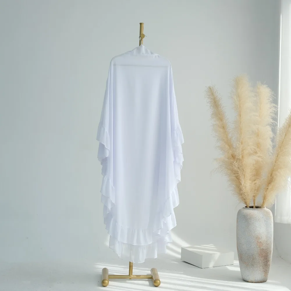 

Classic Long Chiffon Muslim Abaya Solid Color Headscarf Ramadan Khimar Abaya One-piece Prayer Dress Dubai Saudi Black Robe