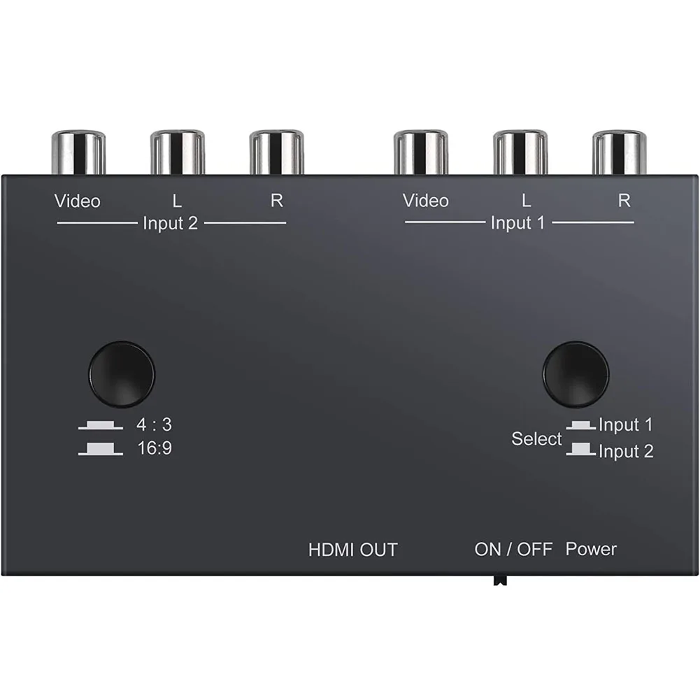 Convertitore Av a Hdmi a doppia porta Av swiths adattatore da Rca a Hdmi supporto 16:9/4:3 Pal/Ntsc compatibile con Wii N64 Ps1 Ps2 Ps3 Vhs