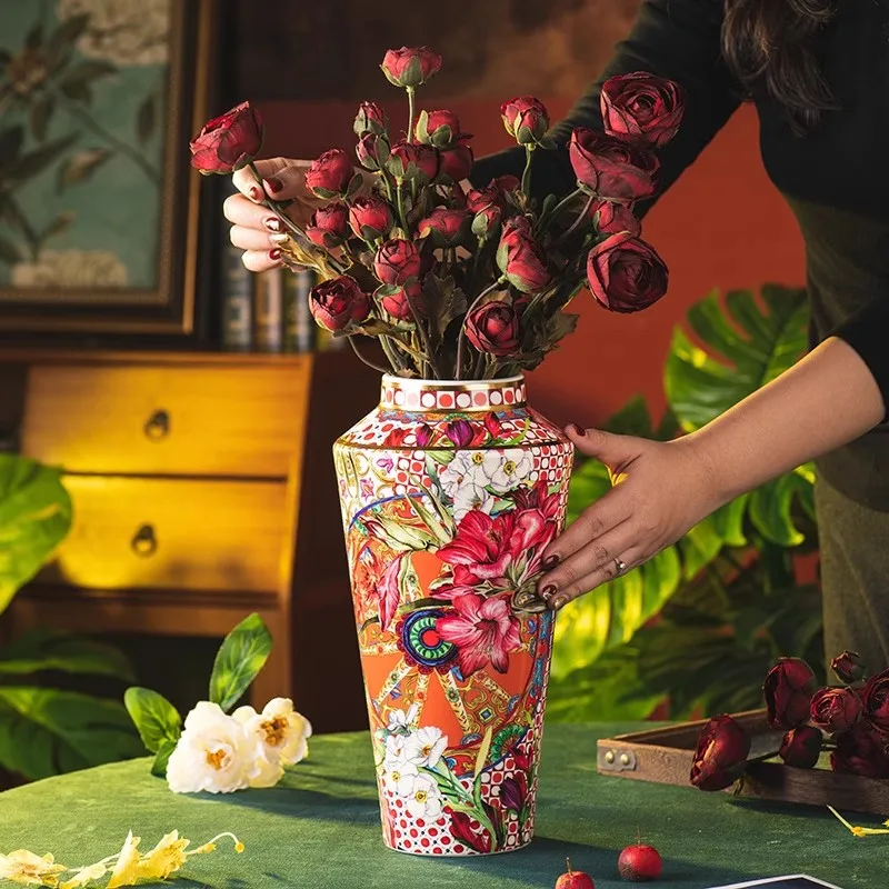

Colorful Ceramic Vase for Home Furnishings Living Room Flower Arrangement High Beauty Retro Holly Vase Large Vase