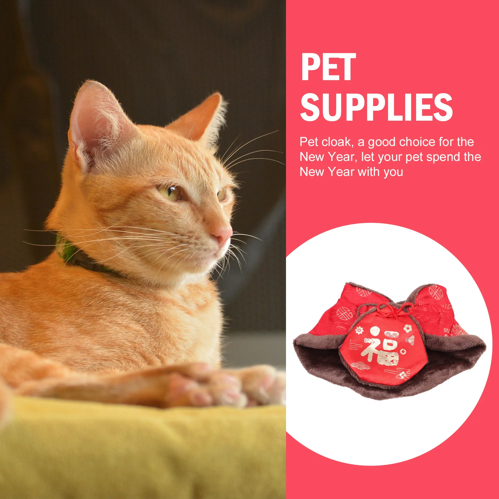 

New Year Pet Cape Warm Breathable Cat Dog Cloak Winter Party Costume Holiday Dress Up New Year Pet Cape Dogs Suit
