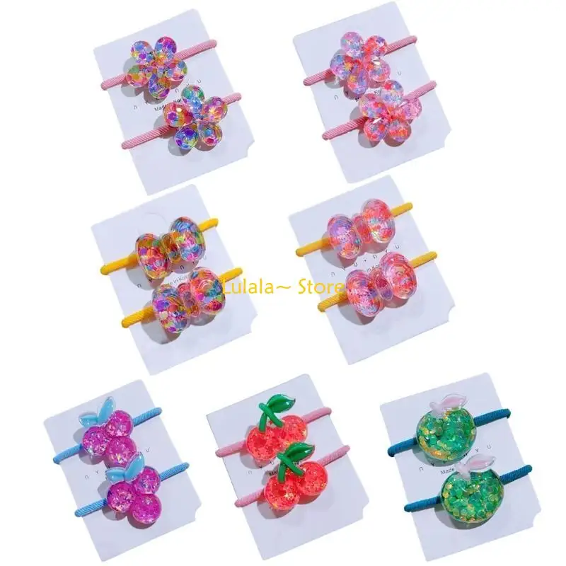 

Y4QA Hair Rope for Girl Braid Rubber Band Blingbling Sequins Hair Rings 2Pieces