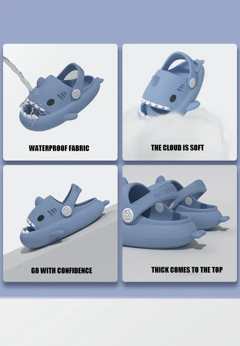2026 Neue Sommer-Kindersandalen Kinder-Hausschuhe Cartoon-Hai-Schuhe für Jungen und Mädchen Baby Dicke Weiche Sohle Rutschfest – Detail 5