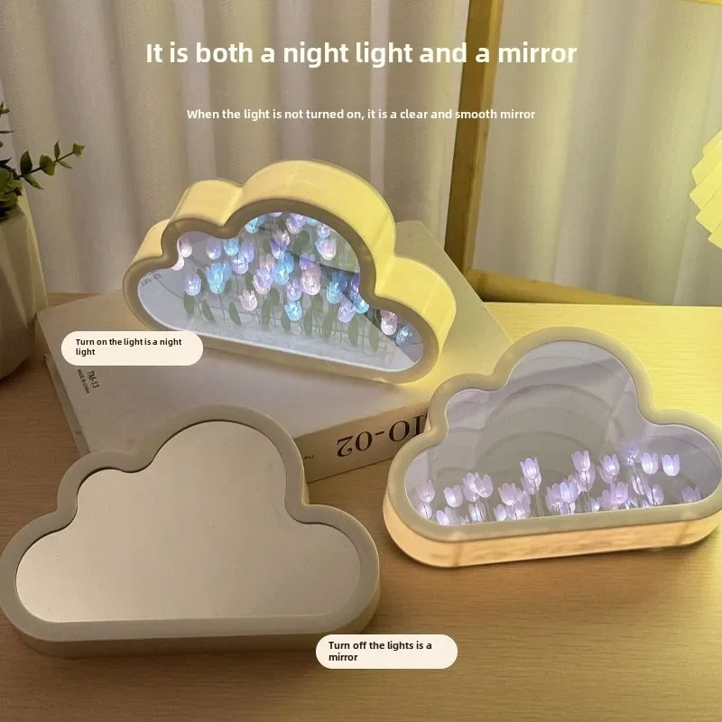 Tulip Cloud Sea of Flowers Handmade Night Light Creative Atmosphere Light Transparent Qixi Lovers Gift Desktop Decoration Light