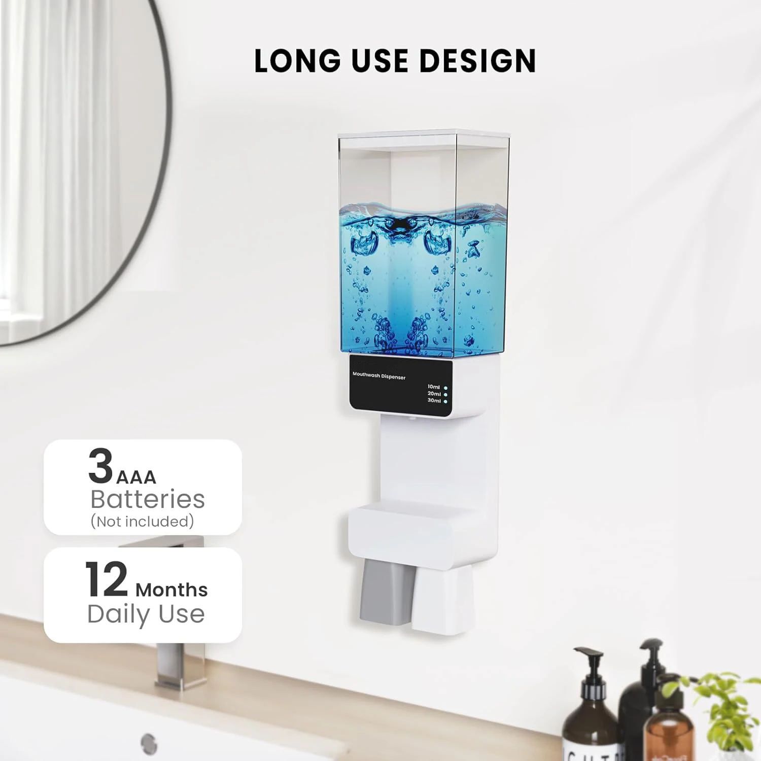 Imagem -04 - Touchless Automatic Mouthwash Dispenser Wall Mounted Mouth Wash Banheiro com Copos Magnéticos 700ml