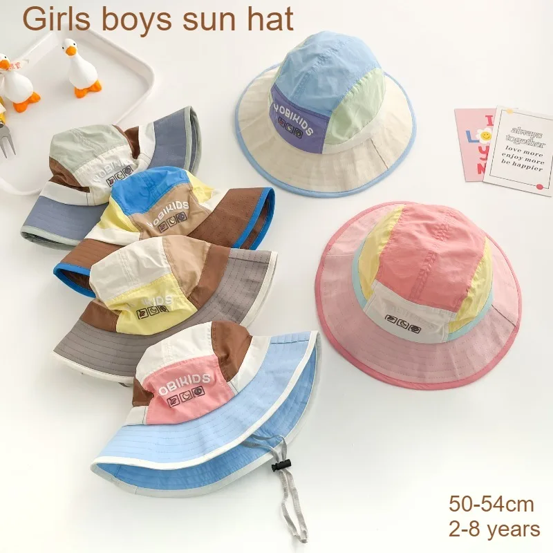 

Kids Fishing Hat 50-54cm Baby Summer Sun Hat Wide Brim Breathable Outdoor Quick Dry Boys Girls Beach Cap Children Caps