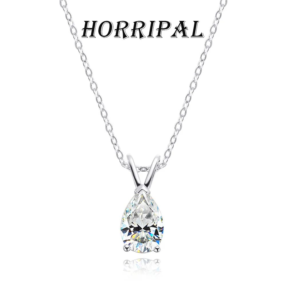 

HORRIPAL D VVS1 1.5CT Teardrop-Cut Moissanite Pendant for Women 925 sterling Silver GRA Wedding Anniversary Jewelry Necklace