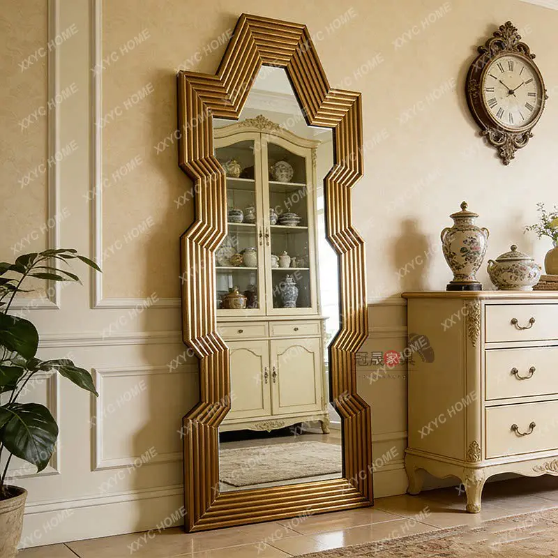 

retro full-length mirror villa luxury home special-shaped floor mirror