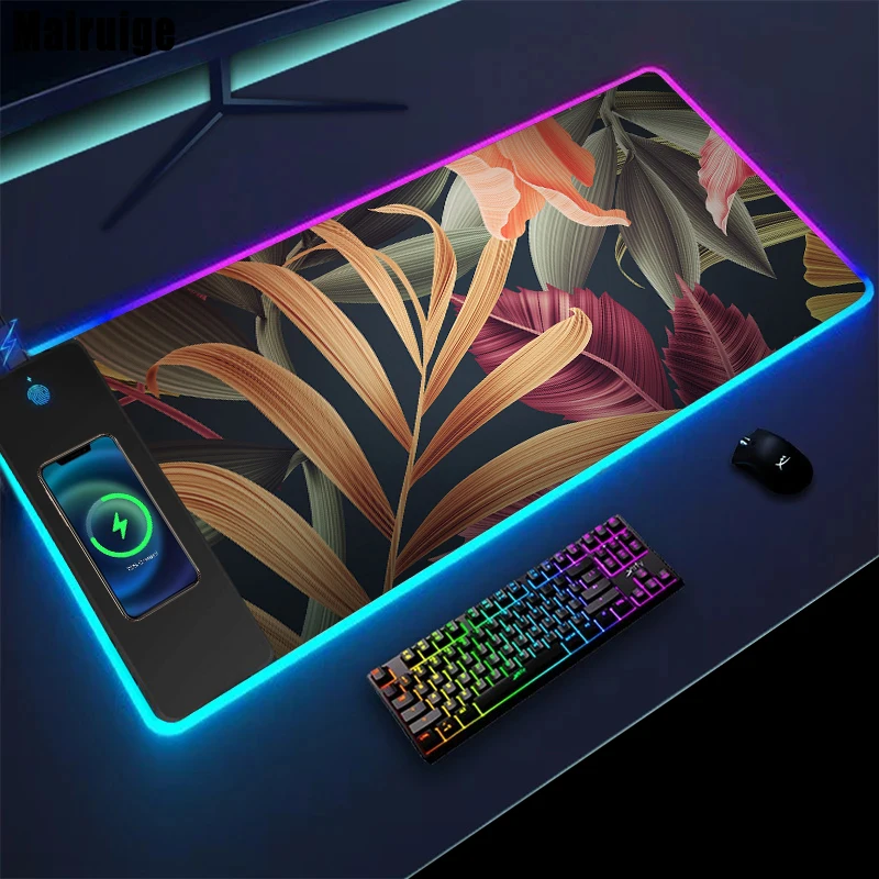 Wireless Charging Mousepad Xxl Plant Gaming Setup Mouse Pad Rgb Desktop Mat Gamer Table for Pc Mouse Mat Setup Gaming Accesorios