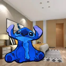 Alfombra de dibujos animados de Disney Stitch, Alfombra de salón de punto Irregular Kawaii, sala de estar, dormitorio, cabecera, habitación de niños, decoración del hogar, 50x60cm