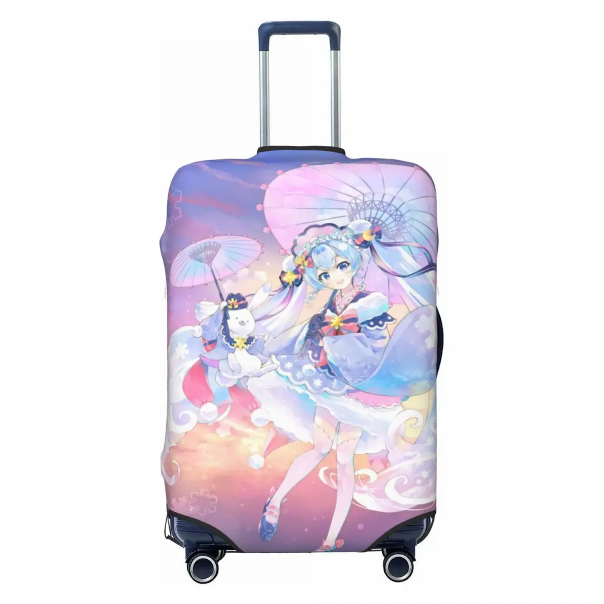 カスタム初音ミク-vocaloid-ロックアニメ旅行荷物カバー弾性スーツケースカバープロテクターフィット-18-32-インチ