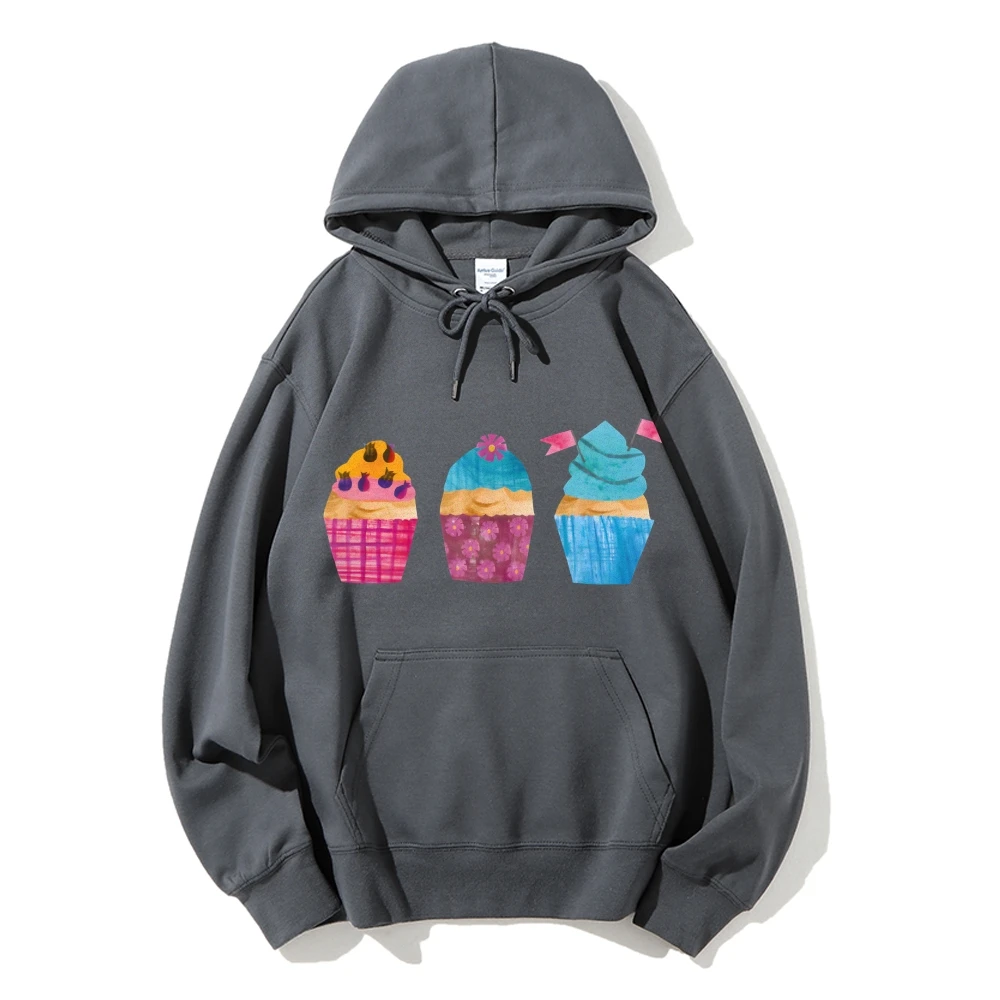 

Graphic Hoodie Cupcake Set Hoodie 100% Cotton High Quality Oversize Colorful Hoodie Frosted Cupcakes Print Playful Y2K Vibe