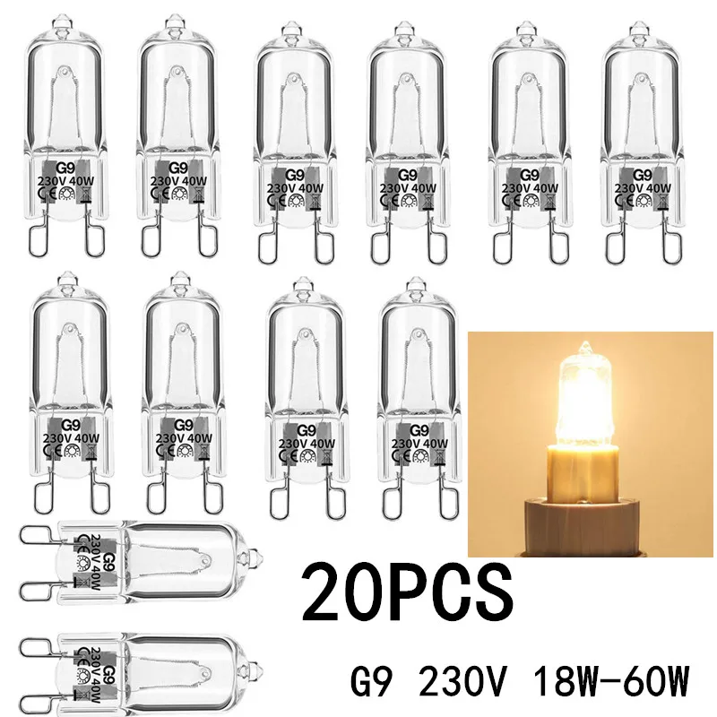 1/5/10/20PCS G9 230V 18W 25W 40W 60W LED Lamp Bulbs Inserted Beads Crystal Lamp Halogen Bulb  Eco Halogen Light Bulbs Capsule