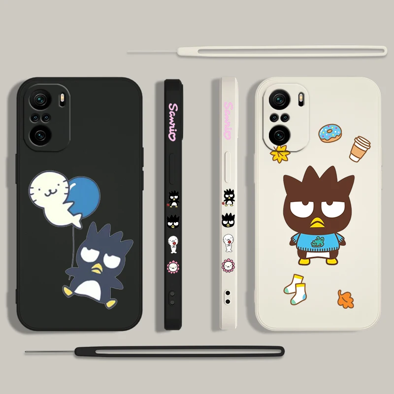 Sanrio Badbadtz-maru Cartoon For Xiaomi Redmi Note 13 12 12Pro 11 11S 11T 10S 10 Pro Plus 5G Liquid Left Rope Phone Case