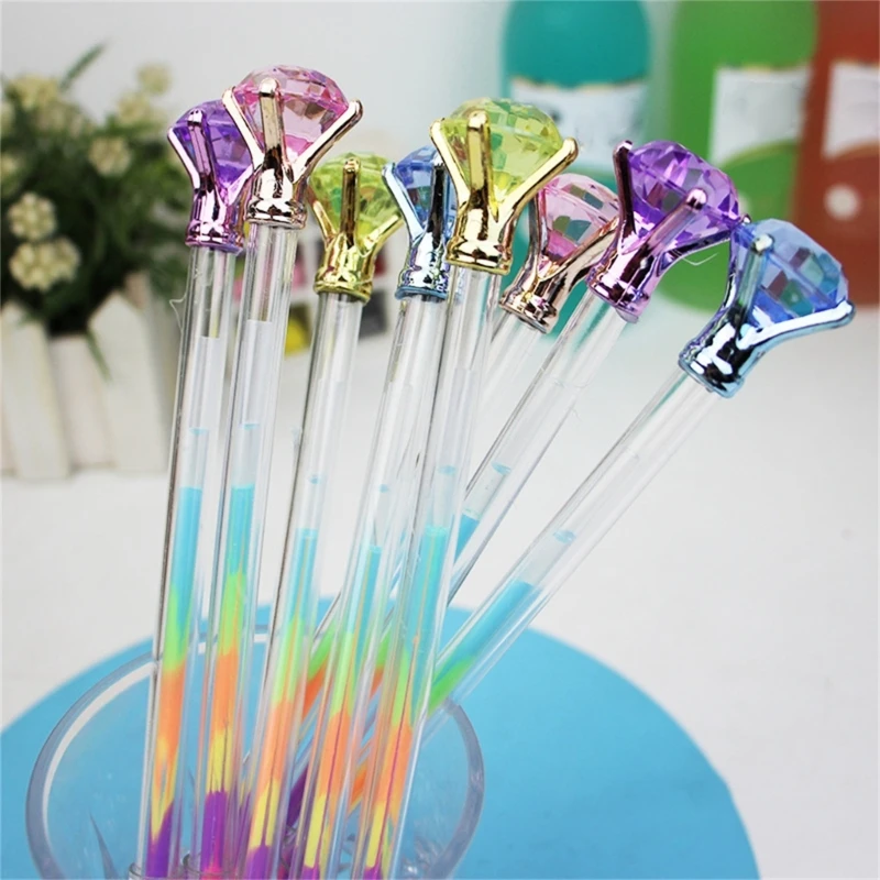 10 x Regenbogen-Gelstift, mehrfarbiger Stift, großer Diamant-Stift, Neon-Gelstift, Schulbürobedarf zum Skizzieren und Schreiben