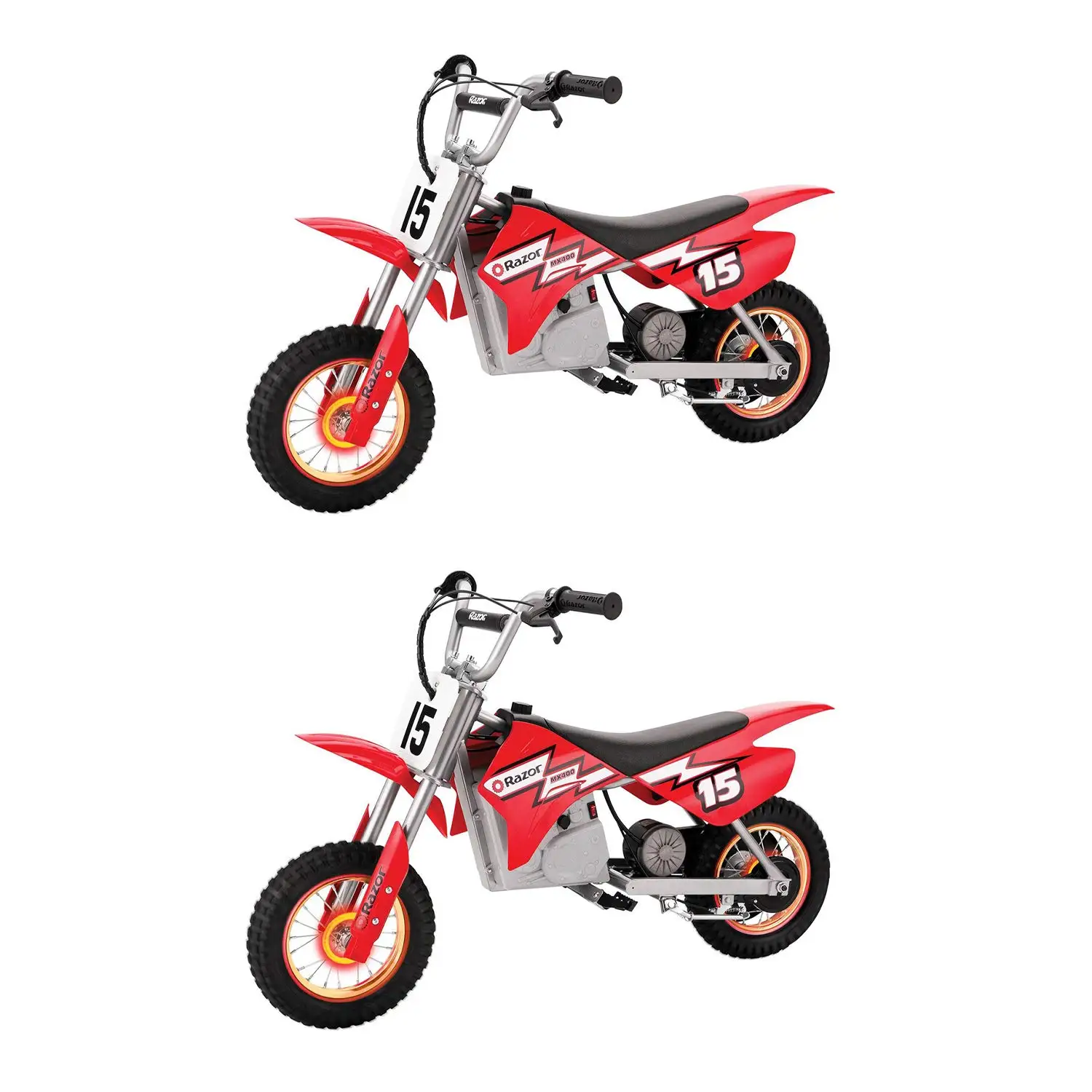 MX400 Dirt Rocket 24V Electric Battery-Powered Toy Motocross Motorcycle Dirt Bike, Red (2 Pack), Custom