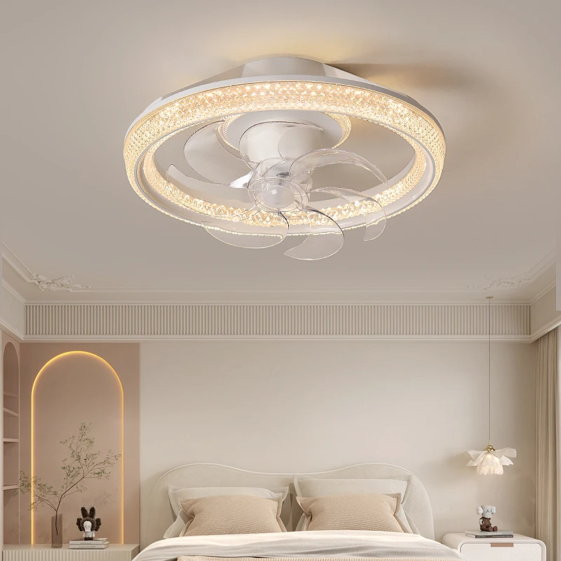 LED Ceiling Fan Light With Remote Control Oscillating 3 Colors Quiet Bedroom Fan Light Interior Lighting [Normal/Audio Version]
